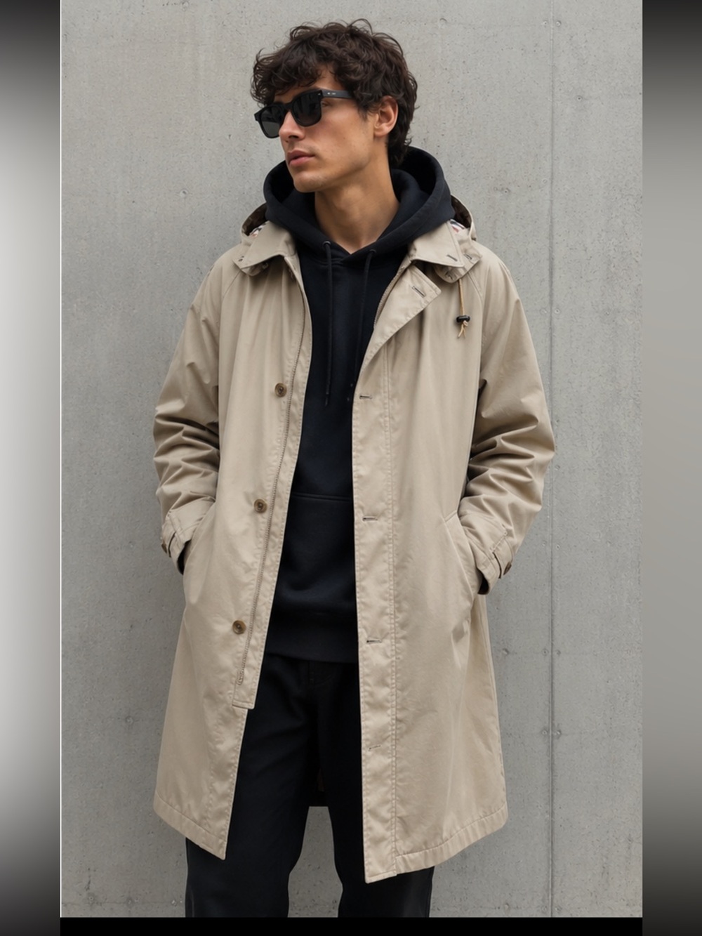 Burberry Beige Hooded Trench Coat with Signature Check Lining
